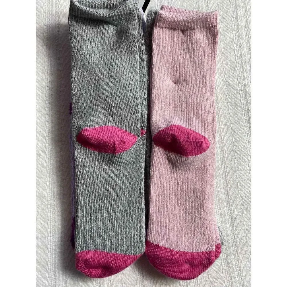 Cuddl Duds Girls Shoe Size 4-10 Lounge Crew Slipper Socks Total 4 Pr